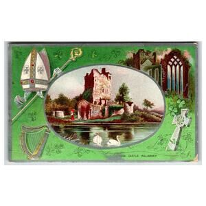 Vintage 1910 Ross Castle Killarney St. Patrick's Day Postcard